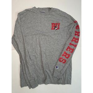 Champion BU Terriers Long Sleeve T Shirt Gray Mascot Dog Graphic Mens Medium